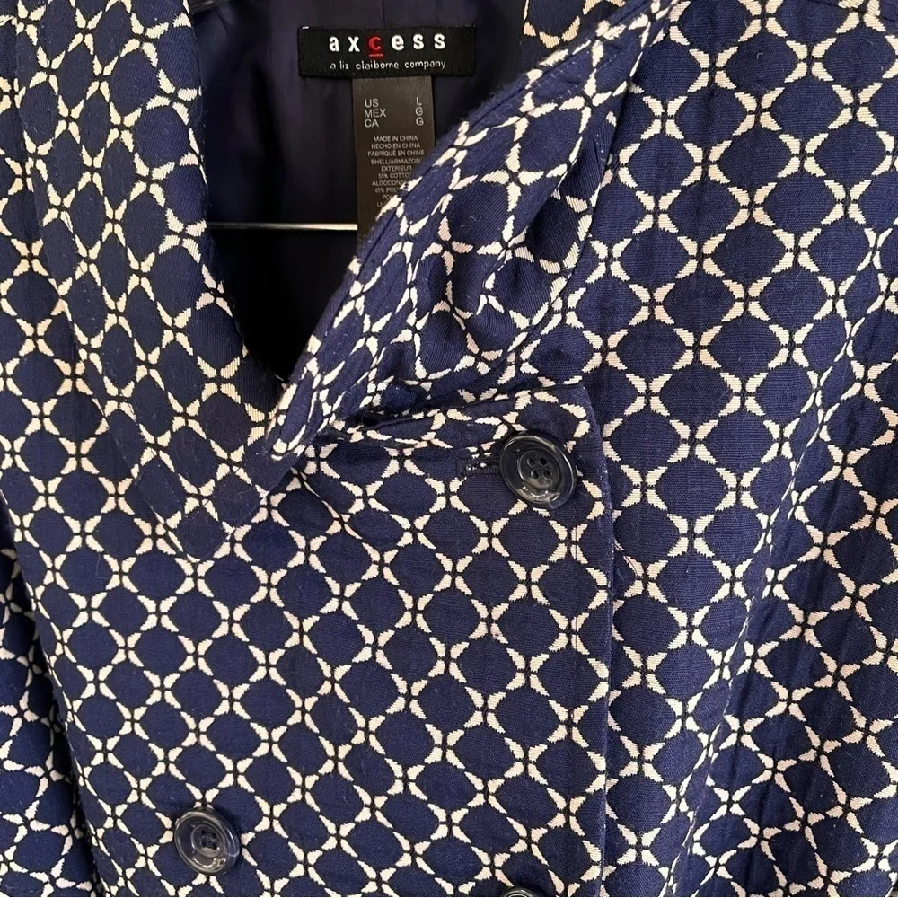 Liz Claiborne Sz Lg Double Breasted Short Sleeve Coat Old Money Preppy Career